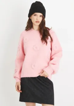 Medicine pulover din amestec de lana femei, culoarea roz, calduros imagine