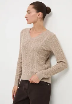 Medicine pulover din lana merino culoarea bej, light imagine
