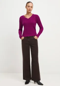 Medicine pulover din lana merino culoarea roz, light imagine