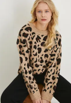 Medicine pulover femei, culoarea bej imagine