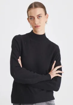 Medicine pulover femei, culoarea negru, light, cu turtleneck imagine