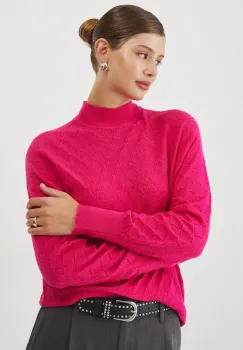 Medicine pulover femei, culoarea roz, light, cu turtleneck imagine