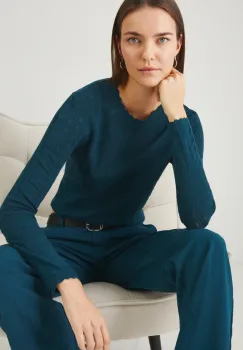 Medicine pulover femei, culoarea turcoaz, light imagine