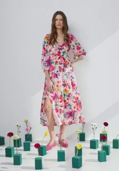 Medicine rochie culoarea alb, midi, evazati imagine