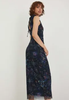 Medicine rochie culoarea albastru marin, maxi, mulata imagine