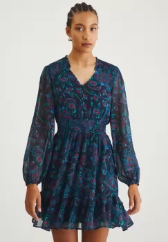 Medicine rochie culoarea albastru marin, mini, evazati imagine