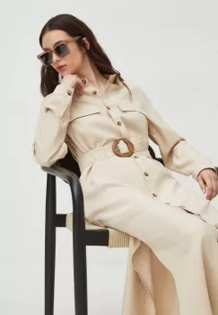 Medicine rochie culoarea bej, maxi, drept imagine