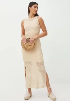 Medicine rochie culoarea bej, maxi, mulata imagine