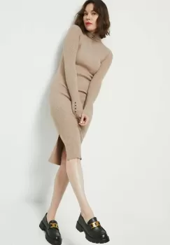 Medicine rochie culoarea bej, midi, mulata imagine