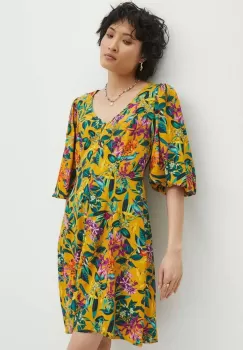 Medicine rochie culoarea galben, mini, evazati imagine