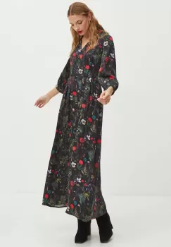 Medicine rochie culoarea negru, maxi, drept imagine