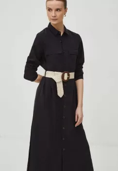 Medicine rochie culoarea negru, maxi, drept imagine