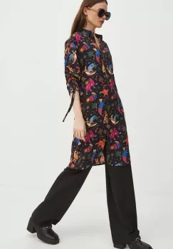 Medicine rochie culoarea negru, midi, drept imagine