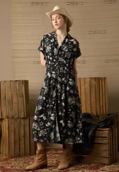 Medicine rochie culoarea negru, midi, evazati imagine