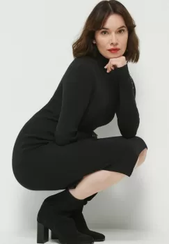 Medicine rochie culoarea negru, midi, mulata imagine