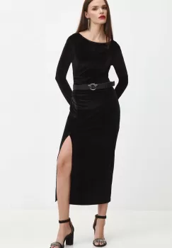 Medicine rochie culoarea negru, midi, mulata imagine