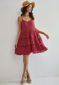 Medicine rochie culoarea roz, mini, evazati imagine