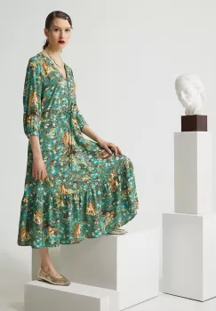 Medicine rochie culoarea turcoaz, midi, evazati imagine