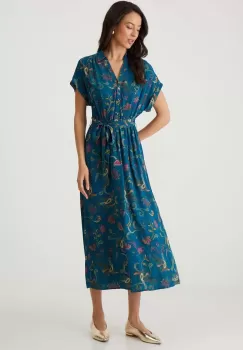 Medicine rochie culoarea turcoaz, midi, evazati imagine