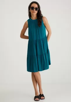 Medicine rochie culoarea turcoaz, midi, evazati imagine