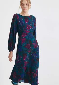 Medicine rochie culoarea turcoaz, midi, evazati imagine