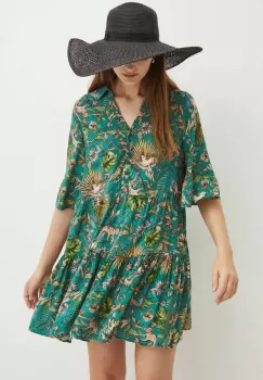 Medicine rochie culoarea turcoaz, midi, oversize imagine