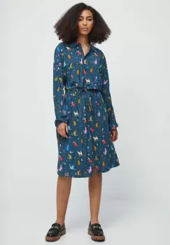 Medicine rochie culoarea turcoaz, midi, oversize imagine