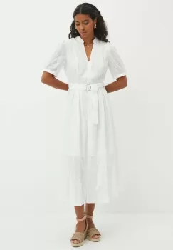 Medicine rochie din bumbac culoarea bej, midi, evazati imagine