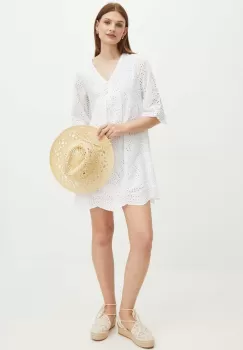 Medicine rochie din bumbac culoarea bej, mini, oversize imagine