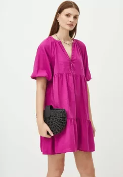 Medicine rochie din in culoarea roz, mini, evazati imagine