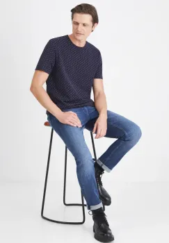 Medicine tricou barbati, culoarea albastru marin, neted imagine