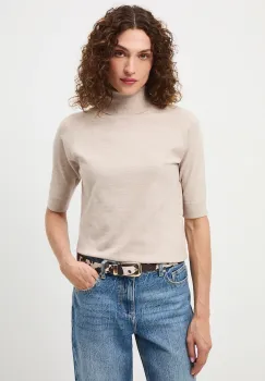 Medicine tricou culoarea bej, cu guler imagine