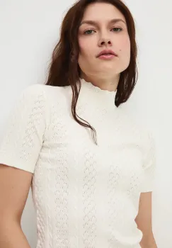 Medicine tricou culoarea bej, cu turtleneck imagine