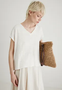 Medicine tricou de in femei, culoarea bej imagine