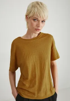 Medicine tricou de in femei, culoarea galben imagine