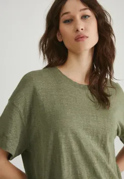 Medicine tricou de in femei, culoarea verde imagine