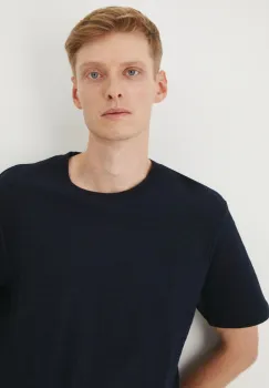 Medicine tricou din bumbac barbati, culoarea albastru marin, neted imagine