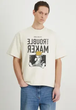 Medicine tricou din bumbac barbati, culoarea bej, cu imprimeu imagine