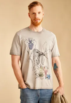 Medicine tricou din bumbac barbati, culoarea gri, cu imprimeu imagine