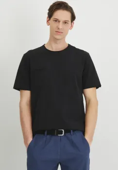 Medicine tricou din bumbac barbati, culoarea negru, neted imagine
