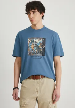 Medicine tricou din bumbac barbati, culoarea turcoaz, cu imprimeu imagine