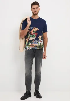 Medicine tricou din bumbac culoarea albastru marin, cu imprimeu imagine