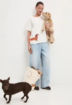 Medicine tricou din bumbac culoarea bej imagine