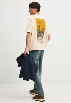 Medicine tricou din bumbac culoarea bej, cu imprimeu imagine