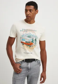 Medicine tricou din bumbac culoarea bej, cu imprimeu imagine