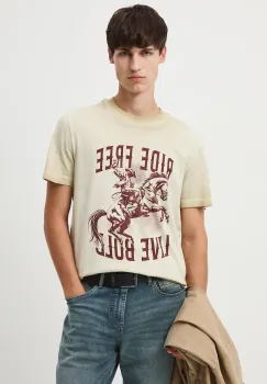 Medicine tricou din bumbac culoarea bej, cu imprimeu imagine