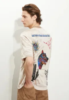 Medicine tricou din bumbac culoarea bej, cu imprimeu imagine
