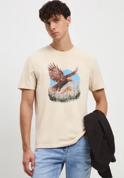 Medicine tricou din bumbac culoarea bej, cu imprimeu imagine