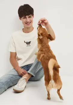 Medicine tricou din bumbac culoarea bej, cu imprimeu imagine
