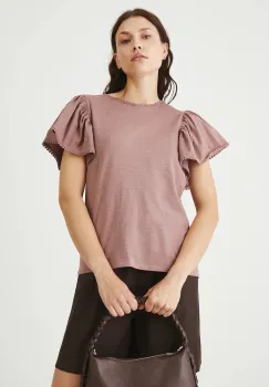 Medicine tricou din bumbac culoarea bej, cu spate descoperit imagine